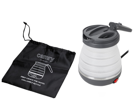 Czajnik turystyczny składany, silikonowy, 0,6 L, 750W, etui w zestawie, Camry CR 1374