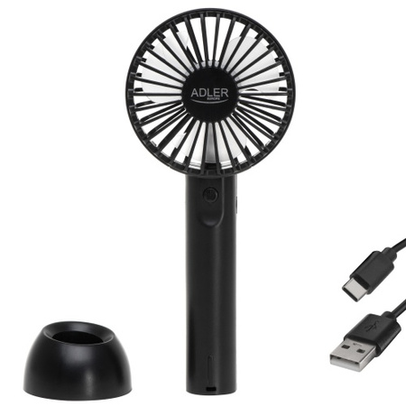 Mini wentylator USB, 3 prędkości, cicha praca, podróżny, biurkowy – Adler AD 7338