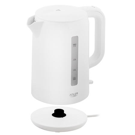 Czajnik elektryczny 2,2L, 2200W, biały, filtr, bezpiecznik – Adler AD 1386