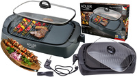 Grill elektryczny 3000W, szklana pokrywa, 2 pola grzewcze, regulacja temperatury Adler AD 6610