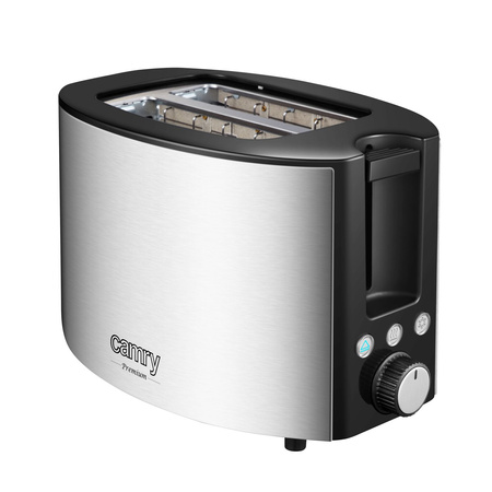 Toster 1000W na 2 kromki, ruszt, funkcja rozmrażania i podgrzewania Camry CR 3215