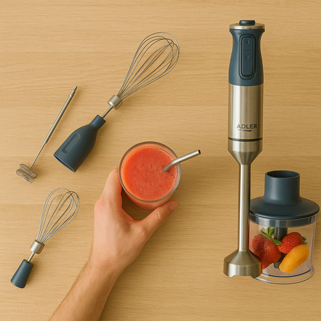 Blender ręczny 1800W, 20 prędkości, 5 końcówek, funkcja Turbo Adler AD 4627