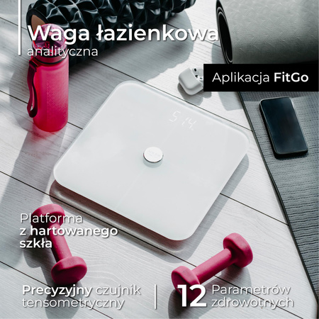 Waga analityczna Smart 180 kg, 12 parametrów, aplikacja FitGo Adler AD 8187