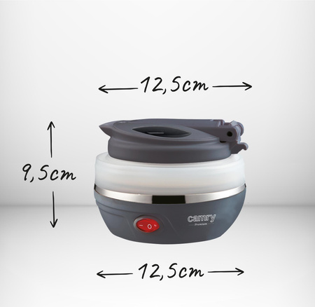 Czajnik turystyczny składany, silikonowy, 0,6 L, 750W, etui w zestawie, Camry CR 1374