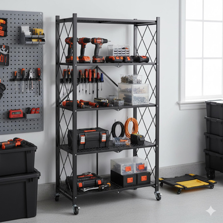 Regał magazynowy składany na kółkach, 5 półek, 100 kg, mobilny Avenido AV 6817