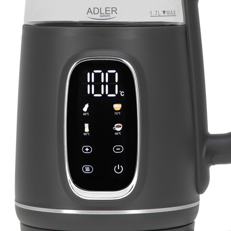 Czajnik elektryczny z regulacją temperatury, szklany, 1.7L 2200W Adler AD 1305 gs