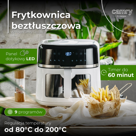 Frytkownica beztłuszczowa Air Fryer, pojemność 8L, 9 programów Camry CR 6319 CR6319