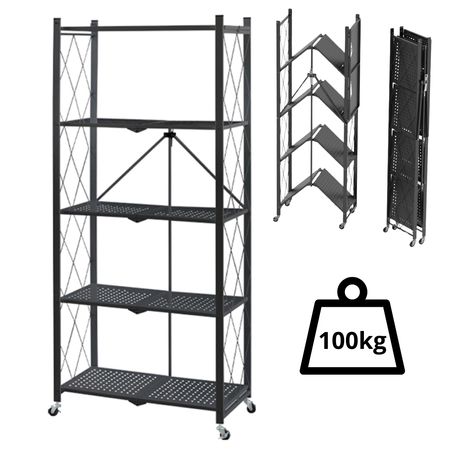 Regał magazynowy składany na kółkach, 5 półek, 100 kg, mobilny Avenido AV 6817
