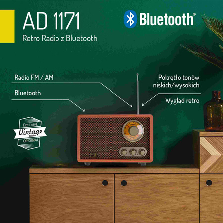 Retro Radio Bluetooth | Elegancki Design | Wysoka Jakość Dźwięku – Adler AD 1171
