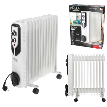 Grzejnik olejowy 2500W, 11 żeberek, 3 poziomy mocy, regulacja temperatury – Adler AD 7817