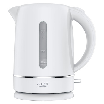 Czajnik elektryczny 2200W, 1.7L, płaska grzałka, filtr antywapienny Adler AD 1385 White