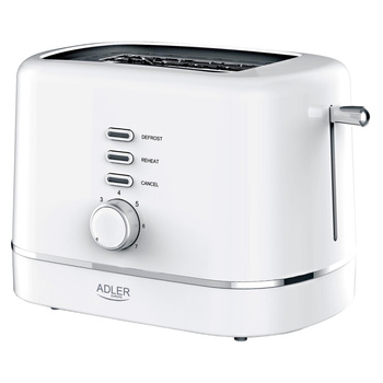 Toster 850W, 7 poziomów opiekania, rozmrażanie, ruszt do bułek Adler AD 3224