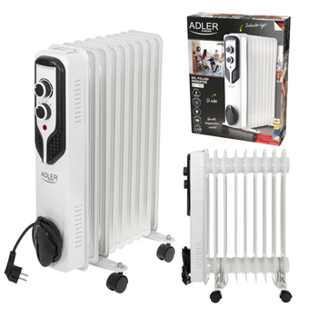 Grzejnik olejowy 2000W, 9 żeberek, 3 poziomy mocy, regulacja temperatury – Adler AD 7816