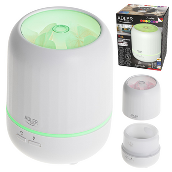 Nawilżacz powietrza ultradźwiękowy, dyfuzor zapachowy 100ml, 7 kolorów, efekt świecy Adler AD 7968