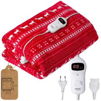 Koc elektryczny grzewczy 160x180 cm, 10 poziomów grzania, świąteczny wzór Camry CR 7441