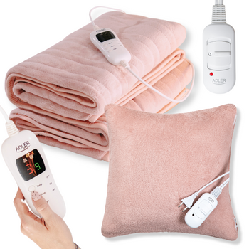 Zestaw koc elektryczny 160x180 cm i poduszka grzewcza, 7 temp, pranie Adler AD 7443 AD 7444